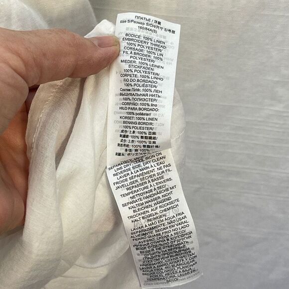 Tory Burch White Embroidered Sleeveless Linen Boho Mini Shift Dress Size Small - Picture 7 of 12